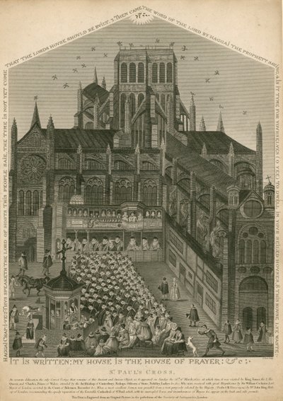 St Pauls Cross, Londres, como apareceu em 26 de março de 1620 de English School