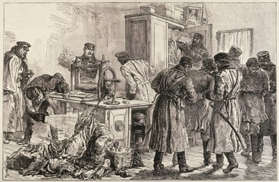 Polícia de São Petersburgo Descobrindo uma Imprensa Niilista, de &39;The Illustrated London News&39;, 16 de abril de 1887 de English School