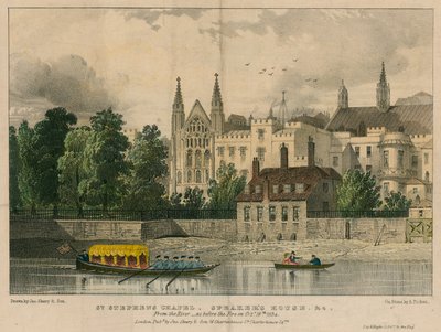 Capela de St Stephens, casa dos oradores, etc., Westminster, Londres, do rio Tâmisa de English School