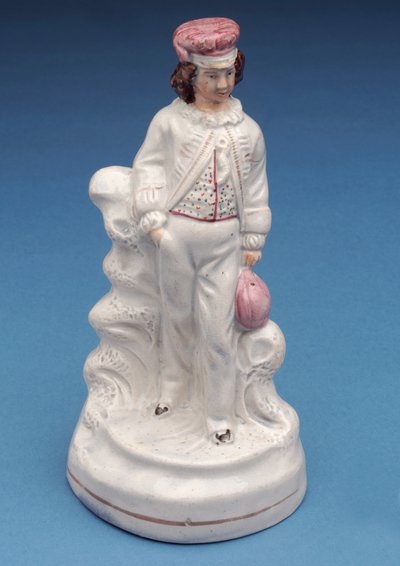 Figura de Staffordshire de um menino da escola do rugby, c.1860 (cerâmico) de English School