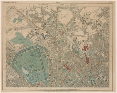 Mapa da Biblioteca Stanfords de Londres e seus Subúrbios de English School