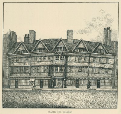 Staple Inn, Holborn (litografia) de English School