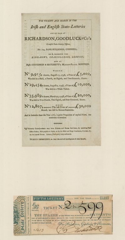 Loteria estadual, 1812 de English School