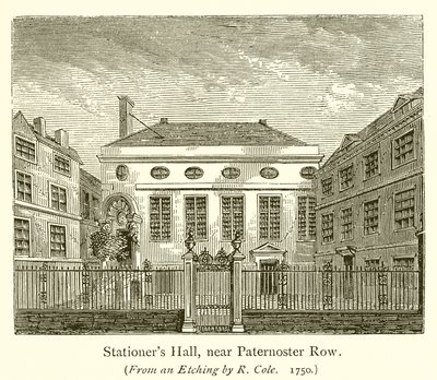 Stationers Hall, perto de Paternoster Row de English School
