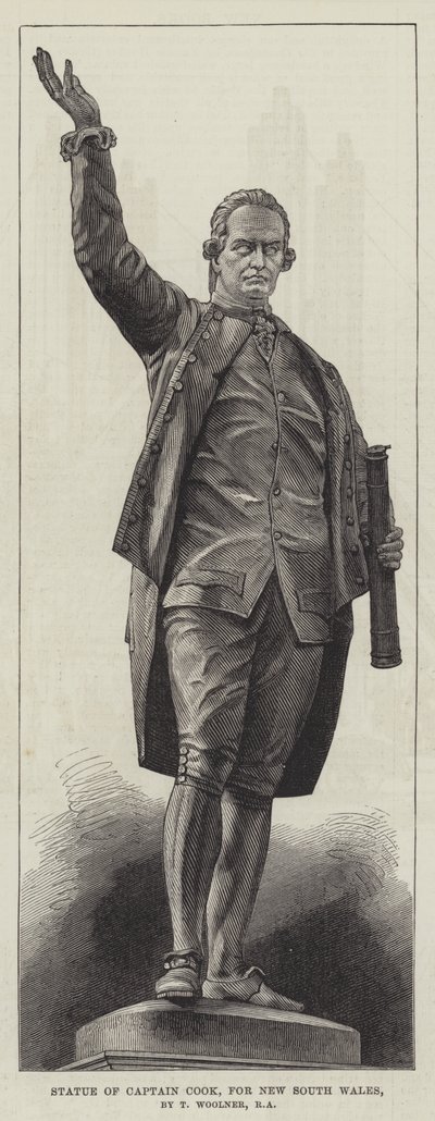 Estátua do Capitão Cook, para Nova Gales do Sul, por T Woolner, RA (gravação) de English School