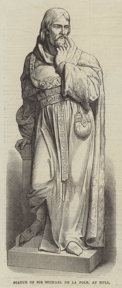 Estátua de Sir Michael de la Pole, em Hull (gravura) de English School