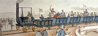 Ferrovia Stockton-Darlington. cerca de 1830 (gravura) de English School