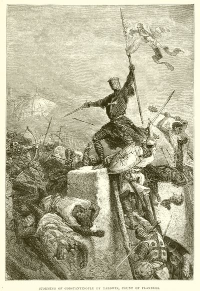 Tomada de Constantinopla por Baldwin, conde de Flandres de English School