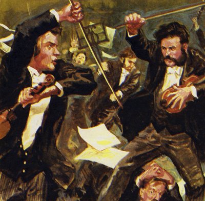 Strauss conheceu três outros violinistas, mas eles chegaram a um show de English School