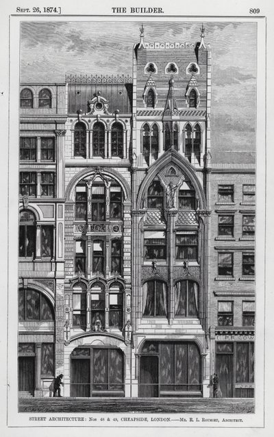 Street Architecture, Nos 48 e 49, Cheapside, Londres (gravura) de English School