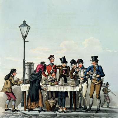 Café da manhã da rua gravado por G.Hunt, 1825 de English School