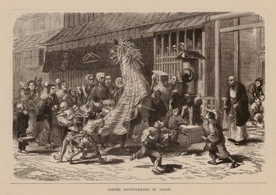 Bancos de montanha de rua no Japão (gravura) de English School