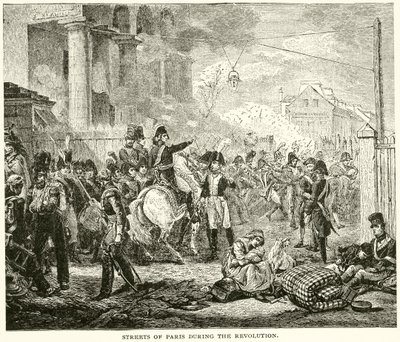 Ruas de Paris durante a Revolução (gravura) de English School