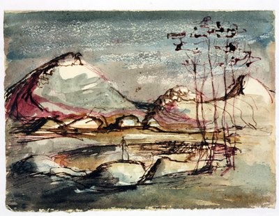 Estudo para uma paisagem, 1957 (tinta e wc no papel) de English School