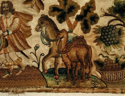 Trabalho de cepa representando uma cena bíblica, c.1650 (detalhe) de English School