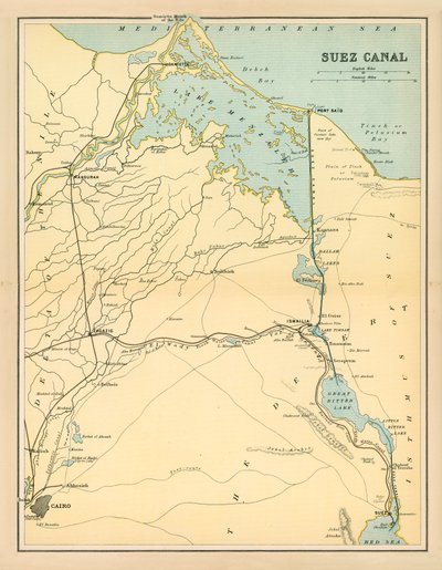 Canal do Suez (litografia a cores) de English School