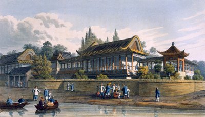 Palácio de Verão do Imperador, em frente à cidade de Tien-Sing, 1817 de English School
