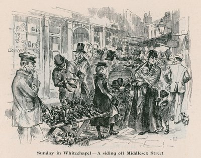 Domingo em Whitechapel - um tapume da Middlesex Street, Londres de English School