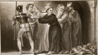 Supressão dos Mosteiros, ilustração de David Humes A História da Inglaterra, pub. por R. Bowyer, Londres, 1812 de English School