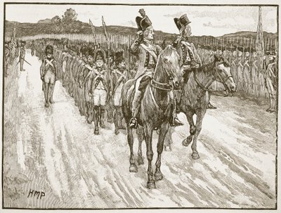 Rendição de lorde Cornwallis, cidade de York, 1781, ilustração da história ilustrada de Cassells da Inglaterra (foto sépia) de English School