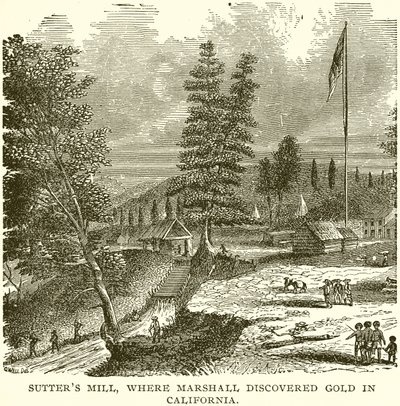 Sutters Mill, onde Marshall descobriu o ouro na Califórnia de English School