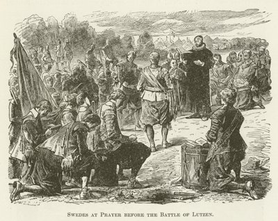 Suecos em oração antes da Batalha de Lutzen de English School