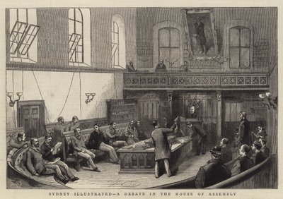 Sydney Illustrated, um debate na Casa da Assembleia (gravura) de English School