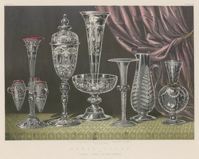 Mesa de vidro por Srs. J Powell and Sons, Londres de English School
