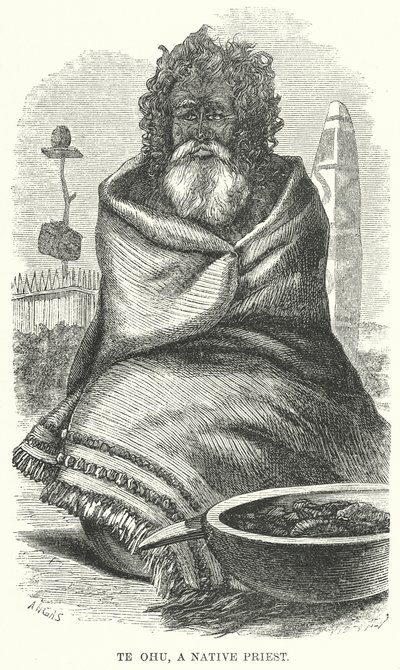 Te Ohu, um sacerdote nativo (gravura) de English School