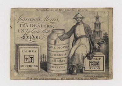 Tea Dealers, Sparrow & Morris, cartão de comércio de English School