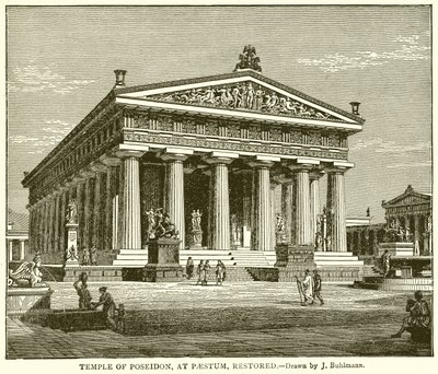 Templo de Poseidon, em Paestum, restaurado de English School