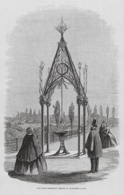 Fonte de Teulon, Battersea Park, Londres, Inglaterra (gravura) de English School