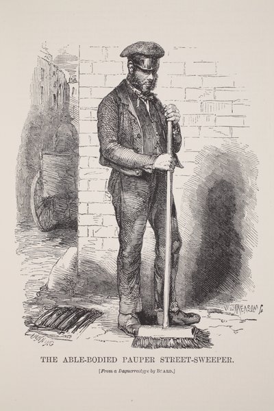 A Rua-Varredor Able-Bodied do Pauper, do daguerreotype por Richard Beard, ilustração do trabalho de Londres e pobre de Londres por Henry Mayhew, bar. 1862 de English School