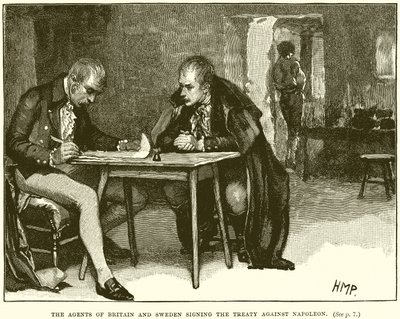 Os agentes da Grã-Bretanha e da Suécia assinam o Tratado contra Napoleão de English School