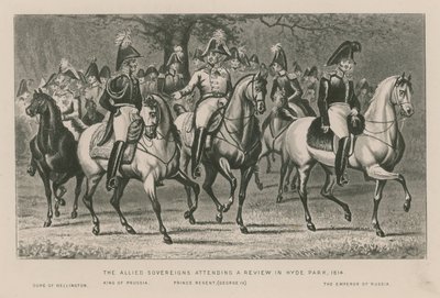 Os soberanos aliados participam de uma análise no Hyde Park, 1814 de English School