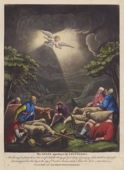 O anjo aparecendo aos pastores (lito colorido) de English School