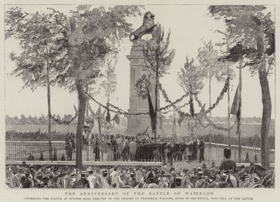O Aniversário da Batalha de Waterloo (gravura) de English School