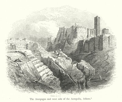 O Areópago e o lado oeste da Acrópole, Atenas (gravura) de English School