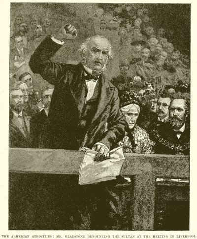 As Atrocidades Armênias: Sr. Gladstone Denunciando o Sultão na Reunião em Liverpool de English School