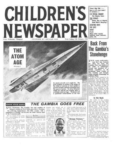 The Atom Age, primeira página do &39;The Children&39;s Newspaper&39;, fevereiro de 1965 (papel de jornal) de English School