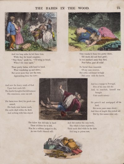 The Babes In The Wood (gravura colorida) de English School