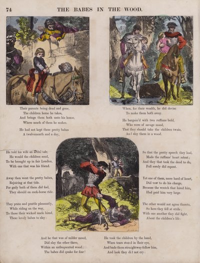 The Babes In The Wood (gravura colorida) de English School