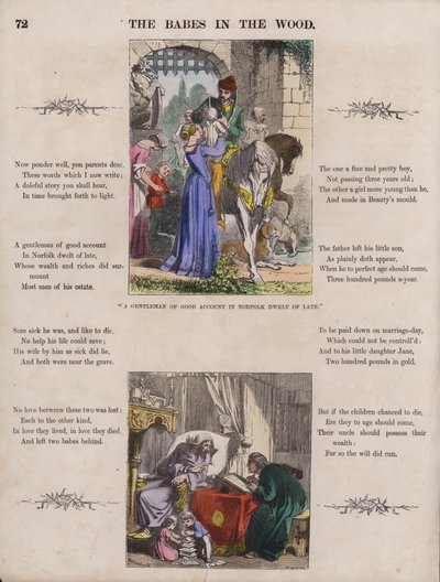 The Babes In The Wood (gravura colorida) de English School