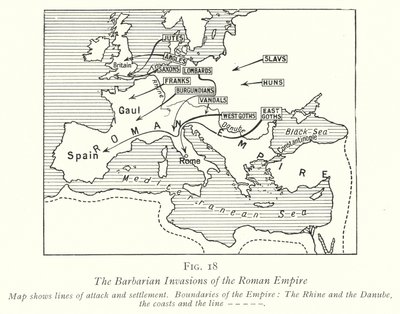As Invasões Bárbaras do Império Romano (Litho) de English School