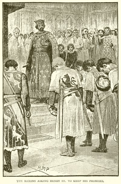 Os barões pedindo Henry III para manter suas promessas de English School