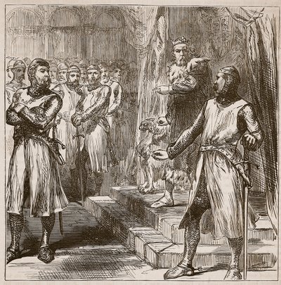Os barões se revoltam contra o rei, ilustração da história ilustrada de Cassells da Inglaterra (foto sépia) de English School