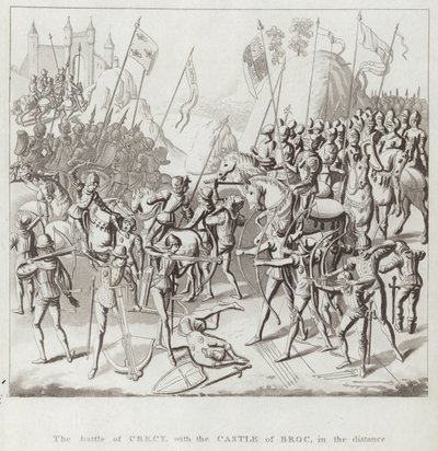 A Batalha de Crecy, com o Castelo de Broc, na Distância de English School
