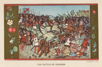 A Batalha de Flodden (litografia a cores) de English School