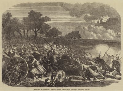 A Batalha de Weissenburg, Luta entre Tropas alemãs e Turcos franceses e Zouaves (gravura) de English School