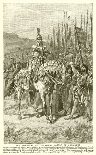O começo da grande batalha de Agincourt de English School